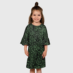 Платье клеш для девочки Черный и зеленый камуфляжный, цвет: 3D-принт — фото 2