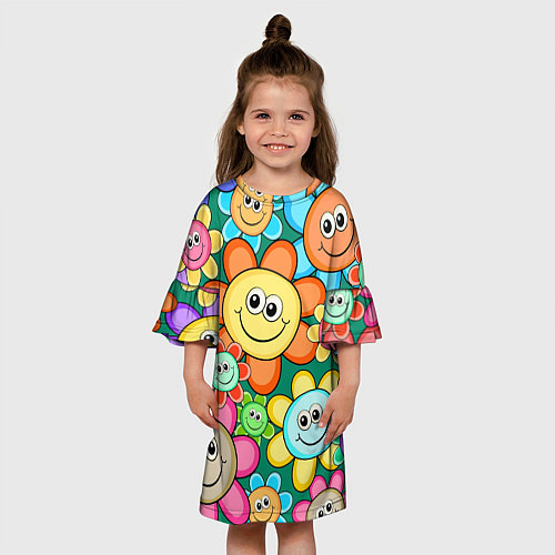 Детское платье Ромашки - смайлы / 3D-принт – фото 3