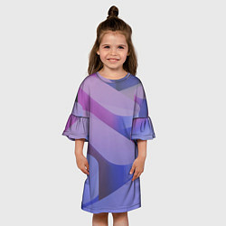 Платье клеш для девочки Абстрактные фиолетовые прямоугольники со скругленн, цвет: 3D-принт — фото 2