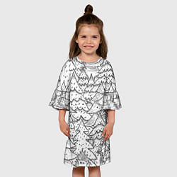 Платье клеш для девочки Раскраска ежи в еловом лесу, цвет: 3D-принт — фото 2