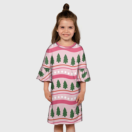 Детское платье Новогодний свитер: розовый / 3D-принт – фото 3