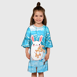 Платье клеш для девочки Зайка с игрушкой, цвет: 3D-принт — фото 2