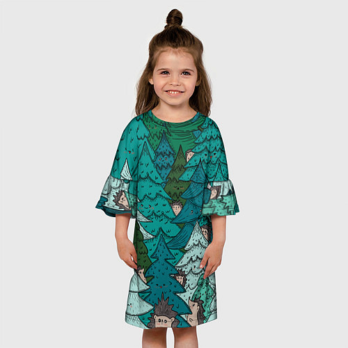 Детское платье Ежи в еловом лесу / 3D-принт – фото 3