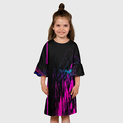 Детское платье Фиолетовые линии и нейроны / 3D-принт – фото 3