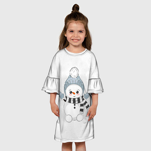 Детское платье Милый снеговик и снежинки / 3D-принт – фото 3