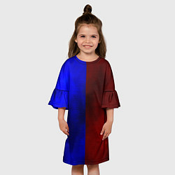 Платье клеш для девочки Половина синяя, половина красная, цвет: 3D-принт — фото 2