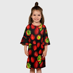 Платье клеш для девочки Клубничка - ягоды, цвет: 3D-принт — фото 2