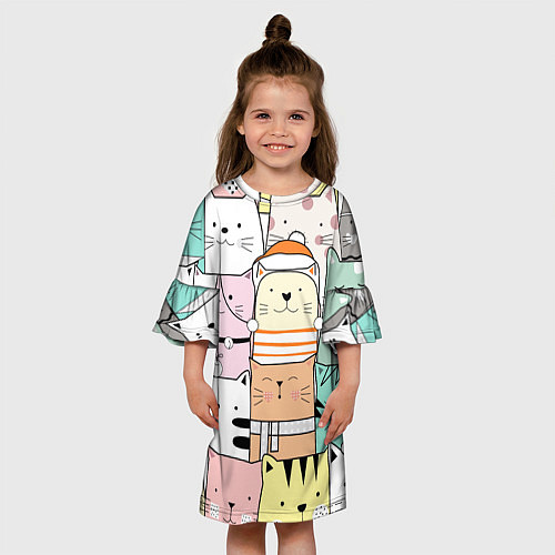 Детское платье Котики и кошечки / 3D-принт – фото 3