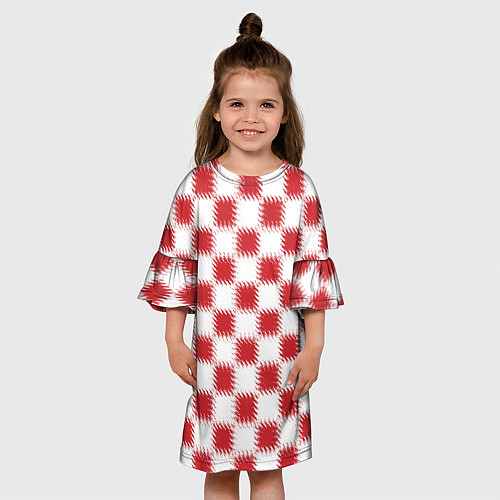 Детское платье Красно-белый узор / 3D-принт – фото 3