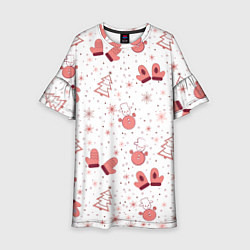 Платье клеш для девочки Зимнее розовое настроение, цвет: 3D-принт