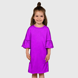 Платье клеш для девочки Неоновый розово-сиреневый текстурированный, цвет: 3D-принт — фото 2