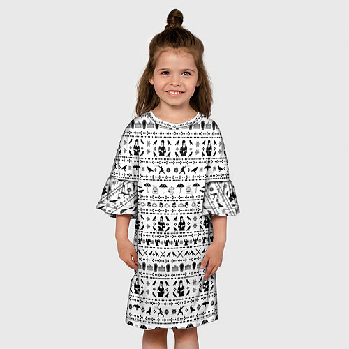 Детское платье Black pattern Wednesday Addams / 3D-принт – фото 3