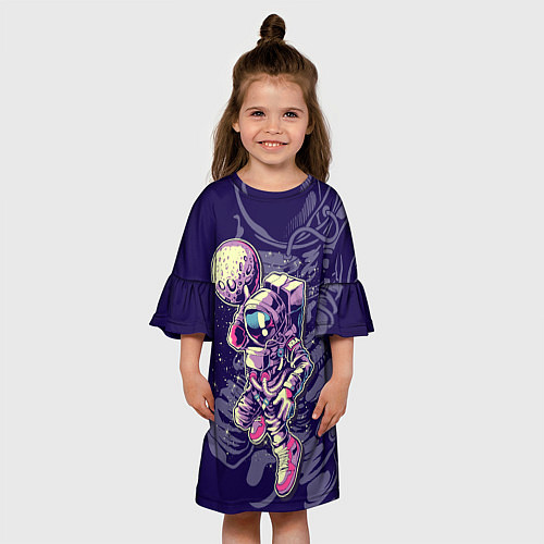 Детское платье Космонавт с луной / 3D-принт – фото 3