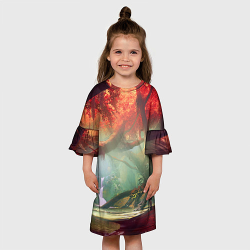 Детское платье Destiny пейзаж джунглей / 3D-принт – фото 3