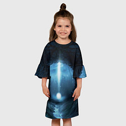Платье клеш для девочки Тёмная арка и свет в космосе, цвет: 3D-принт — фото 2