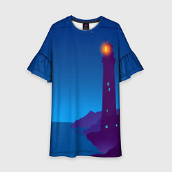 Платье клеш для девочки Маяк в ночи, цвет: 3D-принт