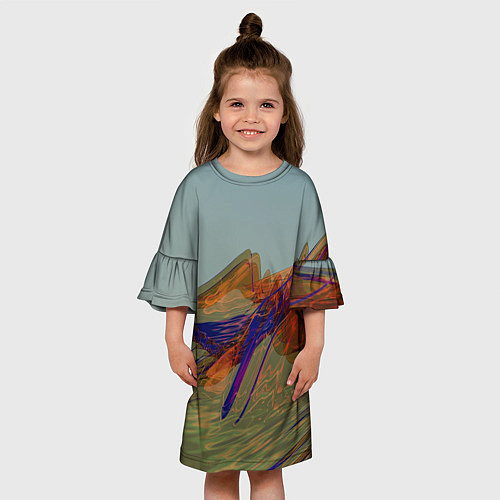 Детское платье Волнообразные разноцветные музыкальные линии / 3D-принт – фото 3