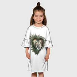 Платье клеш для девочки Парочка милых кроликов катается на коньках, цвет: 3D-принт — фото 2