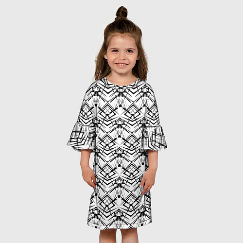 Детское платье Черно белый геометрический узор / 3D-принт – фото 3