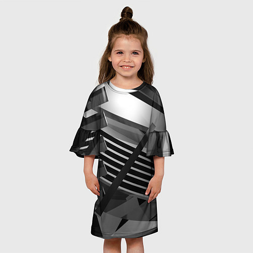 Детское платье Жёсткий абстрактный серый и тёмно-серый металл / 3D-принт – фото 3