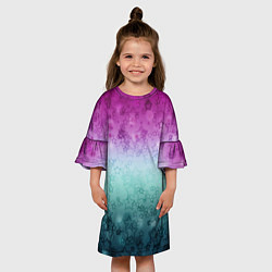 Платье клеш для девочки Градиентный узор звезды розово-бирюзовый, цвет: 3D-принт — фото 2