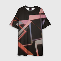 Платье клеш для девочки Абстрактные розовые стеклянные блоки, цвет: 3D-принт