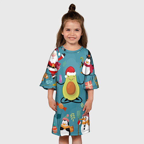 Детское платье Новогодний авокадо / 3D-принт – фото 3