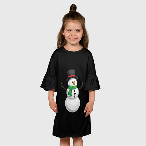 Детское платье Новогодний снеговик с шарфом / 3D-принт – фото 3