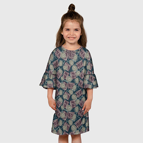 Детское платье Стильный геометрический дизайн под брендовые вещи / 3D-принт – фото 3
