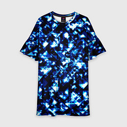 Платье клеш для девочки Неоновые синие треугольники блестящие, цвет: 3D-принт