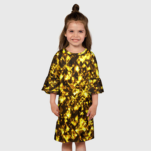 Детское платье Золотой узор треугольники на черном фоне / 3D-принт – фото 3