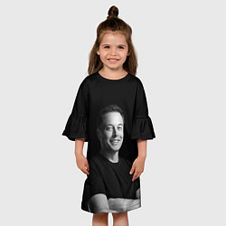 Платье клеш для девочки Илон Маск, портрет, цвет: 3D-принт — фото 2