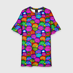 Платье клеш для девочки Паттерн Маленькие Монстры, цвет: 3D-принт