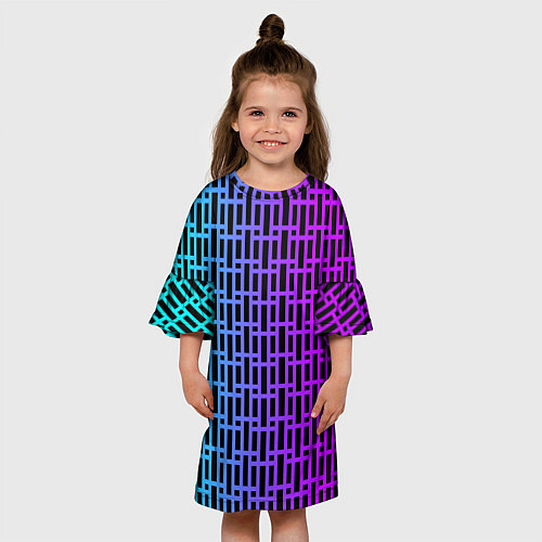 Детское платье Неоновая клетка / 3D-принт – фото 3