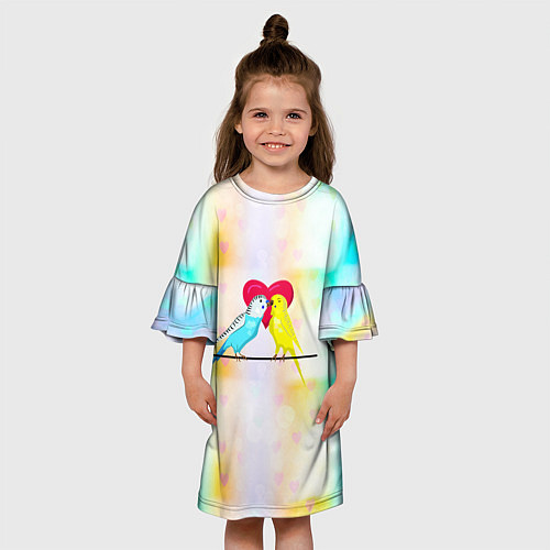 Детское платье Влюбленные волнистые попугайчики / 3D-принт – фото 3