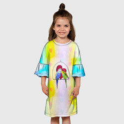 Платье клеш для девочки Влюбленная пара волнистых попугайчиков, цвет: 3D-принт — фото 2