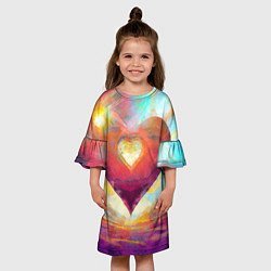 Платье клеш для девочки Большое горячее сердце, цвет: 3D-принт — фото 2