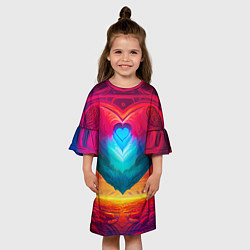 Платье клеш для девочки Сердце мира, цвет: 3D-принт — фото 2