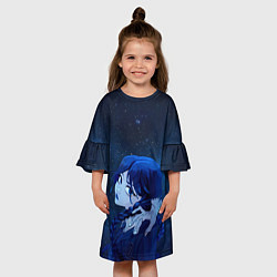 Платье клеш для девочки Wednesday космос, цвет: 3D-принт — фото 2