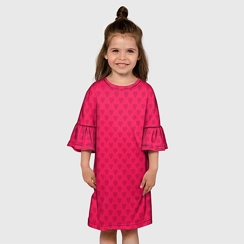 Детское платье Красный паттерн с мелкими сердечками / 3D-принт – фото 3
