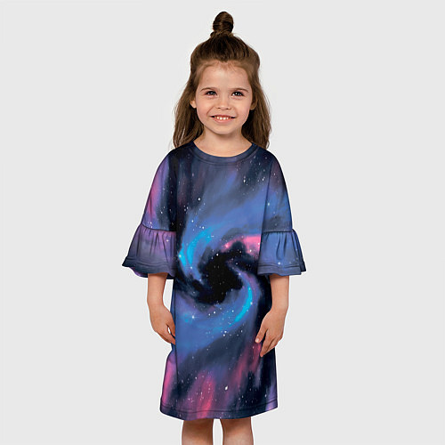Детское платье Ручная роспись галактики акварелью / 3D-принт – фото 3
