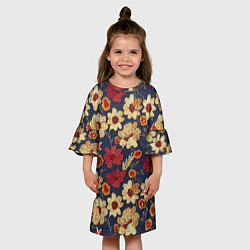 Платье клеш для девочки Эффект цветочной вышивки, цвет: 3D-принт — фото 2