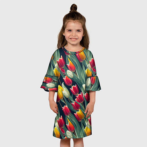 Детское платье Много тюльпанов / 3D-принт – фото 3