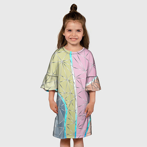 Детское платье Разноцветный фон из треугольников с металлическими / 3D-принт – фото 3