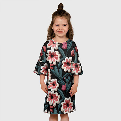 Детское платье Эффект вышивки цветы / 3D-принт – фото 3