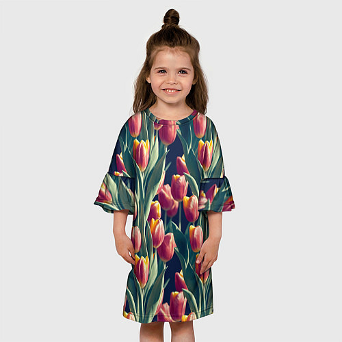 Детское платье Много тюльпанов / 3D-принт – фото 3
