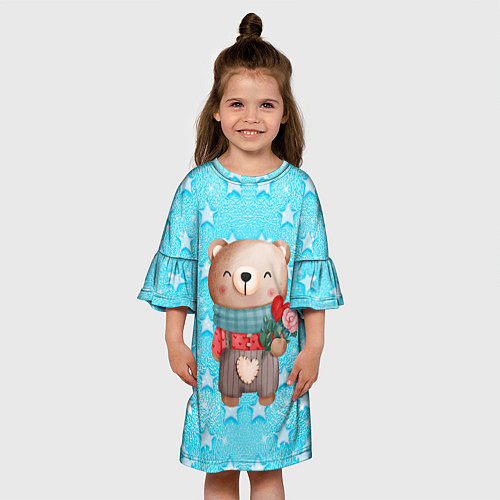 Детское платье Мишка с розой / 3D-принт – фото 3