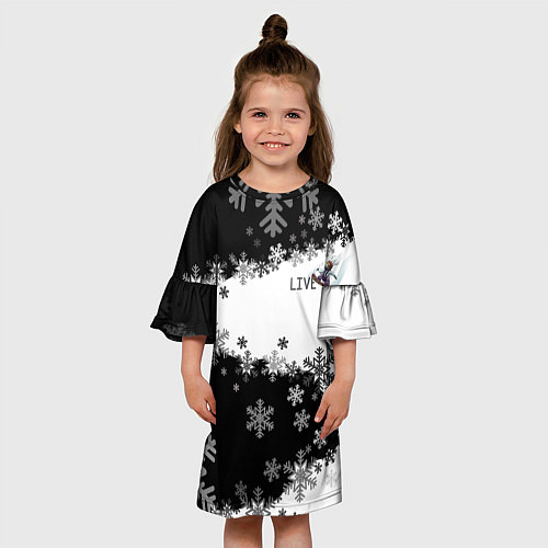 Детское платье Сноуборд черно-белый / 3D-принт – фото 3
