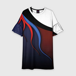 Платье клеш для девочки Синие, красные и белые разводы, цвет: 3D-принт