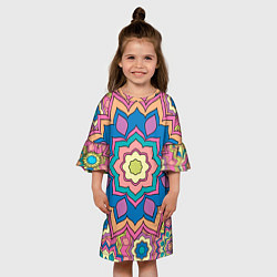 Платье клеш для девочки Цветочный разноцветный паттерн, цвет: 3D-принт — фото 2